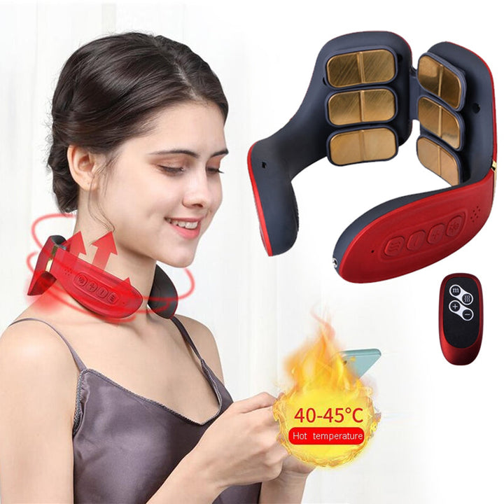 Smart Neck Massager 6 heads Electric Cervical Massager Kneading Hot Compress Pulse Neck Shoulder Back Relaxation