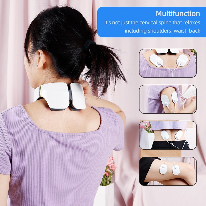 Smart Neck Massager 6 heads Electric Cervical Massager Kneading Hot Compress Pulse Neck Shoulder Back Relaxation