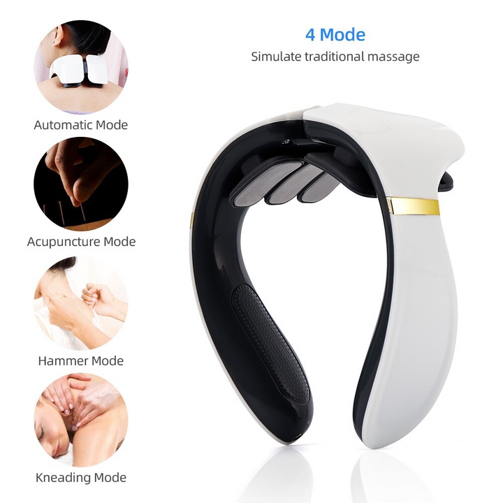 Smart Neck Massager 6 heads Electric Cervical Massager Kneading Hot Compress Pulse Neck Shoulder Back Relaxation