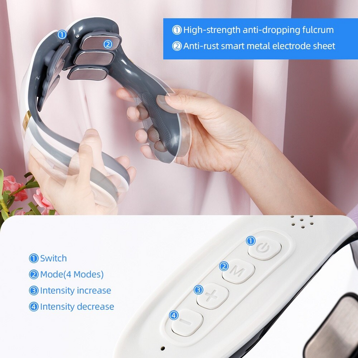 Smart Neck Massager 6 heads Electric Cervical Massager Kneading Hot Compress Pulse Neck Shoulder Back Relaxation